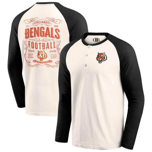 Creme/Schwarzes Cincinnati Bengals Raglan Henley-T-Shirt für Herren aus der Darius Rucker Collection von Fanatics