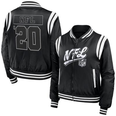 Damen WEAR by Erin Andrews Black Shield Merchandise Bomberjacke mit durchgehendem Reißverschluss Image