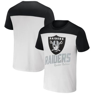Weiß/schwarzes T-Shirt im Colorblock-Design der Las Vegas Raiders für Herren aus der NFL x Darius Rucker-Kollektion von Fanatics Image