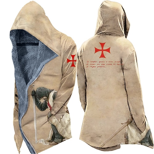 Herren Wintermantel Fleecejacke Jacke Freizeitskleidung Urlaub Fleece-Futter Mit Taschen Bedruckt Vordertasche Herbst Winter Buchstabe Kreuz Brautkleider schlicht Komfort Kapuzenpullover Standard Image