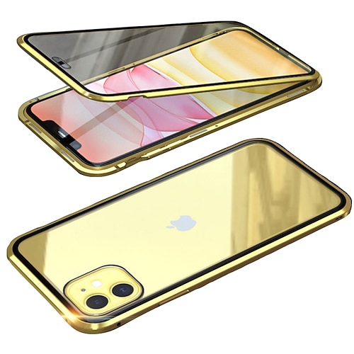 Handy Hülle Handyhüllen Für iPhone 17 Pro Max 17 Air 16 15 14 Pro Max Plus 13 12 11 Pro Max Mini Magnetische Adsorption Vollschutz Beidseitig Stoßfest Gehärtetes Glas Metall Image