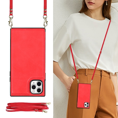 Handy Hülle Handyhüllen Für iPhone 17 Pro Max 17 Air 16 15 14 Pro Max Plus 16e 13 12 11 Pro Max Mini Brieftaschenhülle Mit Ständer mit Trageriemen PU-Leder Image