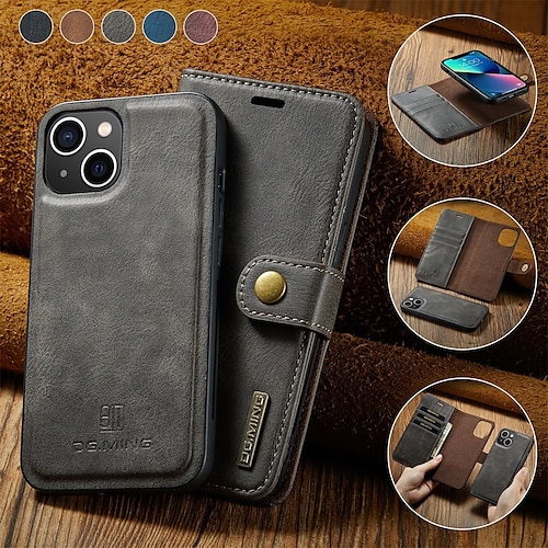 Handy Hülle Handyhüllen Für iPhone 17 Pro Max 17 Air 16 15 14 Pro Max Plus 16e 13 12 11 Pro Max Mini Brieftaschenhülle Flip-Cover Magnetisch Vollschutz Kartenfach Einfarbig PU-Leder Image