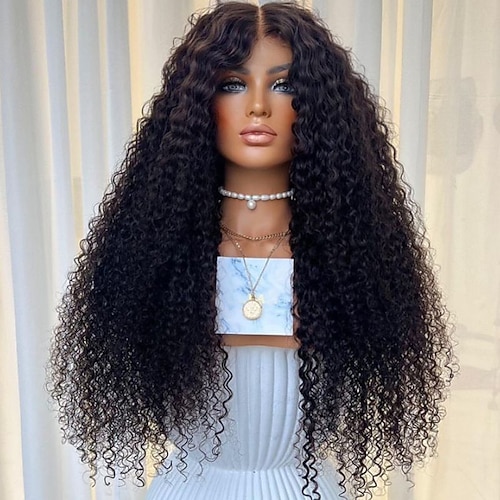 Unverarbeitetes reines Haar 13x4 Spitzenfront Perücke Freier Teil Vietnamesisches Haar Locken Schwarz Perücke 130% 150% Haardichte mit Babyhaar Natürlicher Haaransatz 100% Jungfrau Vorgerupft Für Image