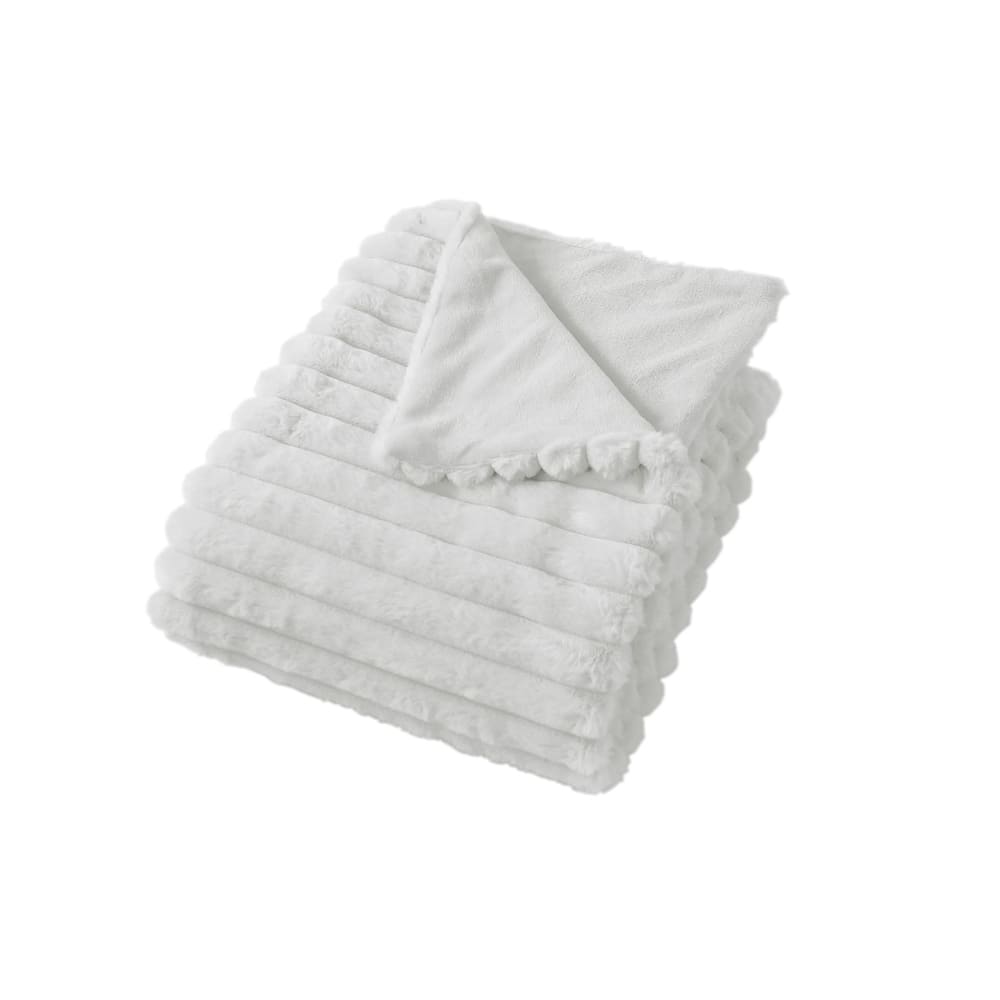 Couverture imitation fourrure et flanelle flanelle/fourrure blanc