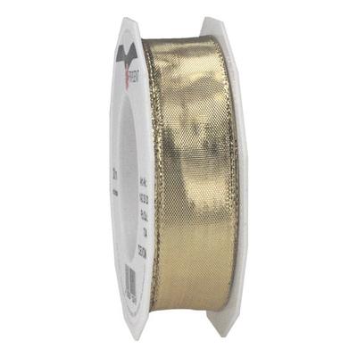 Geschenkband mit Drahtkante »Devon« 20 m gold, PRÄSENT, 2.5 cm