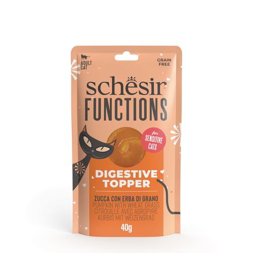 12x40g Kürbis mit Weizengras Schesir Functions Digestive Topper Nassfutter für Katzen