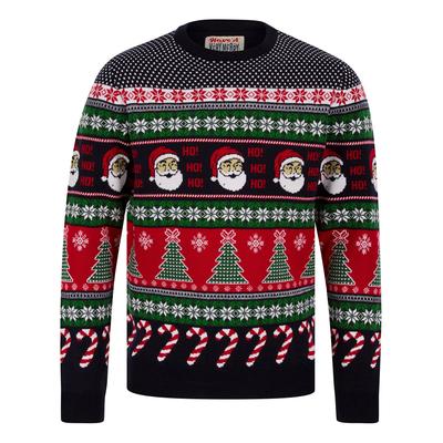 Jumpers Men's Abie Wrapping Paper Pattern Novelty Knitted Christmas Jumper in Ink - Merry Christmas / XL - Tokyo Laundry