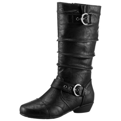 Stiefel ANISTON SHOES Gr. 36 (3,5), Varioschaft, schwarz Damen Schuhe Reißverschlussstiefel mit gerafftem Schaft - NEUE KOLLEKTION