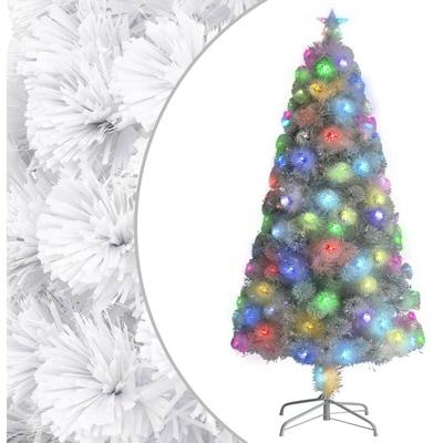 Vidaxl - Künstlicher Weihnachtsbaum,Kunstbaum mit led Weiß 120 cm Glasfaser