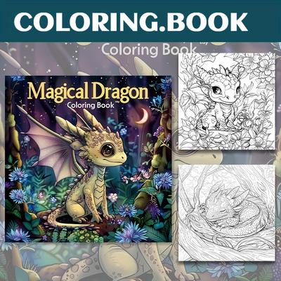 TEMU Magical Dragon Coloring Book For Adults - Upgraded Paper, 22 Loose Sheets, And Fun Coloring Activity Book For 14+, Ideal Birthday And Party Gift