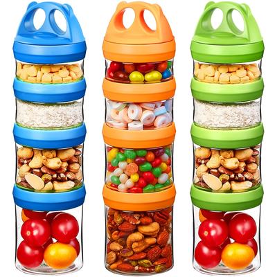 TEMU Seleware Portable Stackable Food Storage Containers For Snacks Formula Powder And Drinks Twist Lock System Airtight Leak-proof Bpa And Phthalate Free Blue Green And Orange