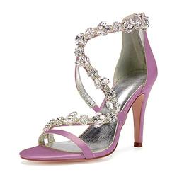 sandales à talons hauts en satin rose pour femmes avec brides florales en strass – chaussures de soirée ou de mariée élégantes
