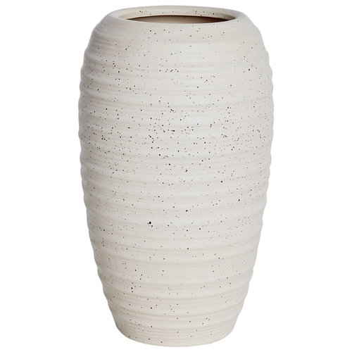 Blumenvase Weiß aus Steinzeug 36 cm Minimalistisches Design Wasserdicht Wohnaccessoires Vase Dekovase für Blumen