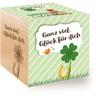 Feel Green Celebrations Ecocube, quadrifoglio portafortuna, cubo in legno con incisione laser Ganz