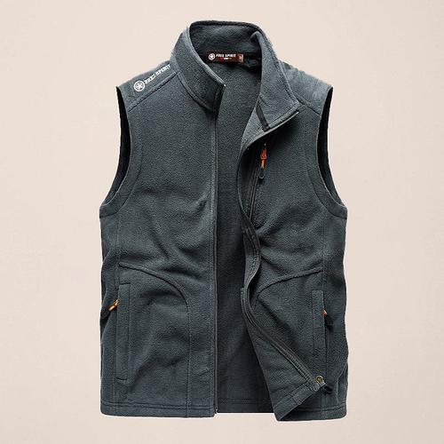 Men's Fishing Vest Daily Casual Fall Winter Pocket Fleece Polyester Thermal Warm Plain Zipper Stand Collar Regular Fit Black Army Green Dark Blue Dark Gray Vest