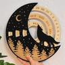 Wooden Perpetual Calendar Wooden Moon Disks Circular Calendar Moon Disks Calendar Wooden Calendar Sign Decor Family Wooden Craft Wall Art Ornament