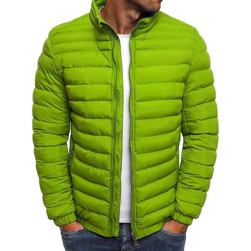Men's Winter Coat Winter Jacket Puffer Jacket Quilted Jacket Classic Style Casual Warm Winter Solid Color Light Blue Navy Big red Grass Green Puffer Jacket
