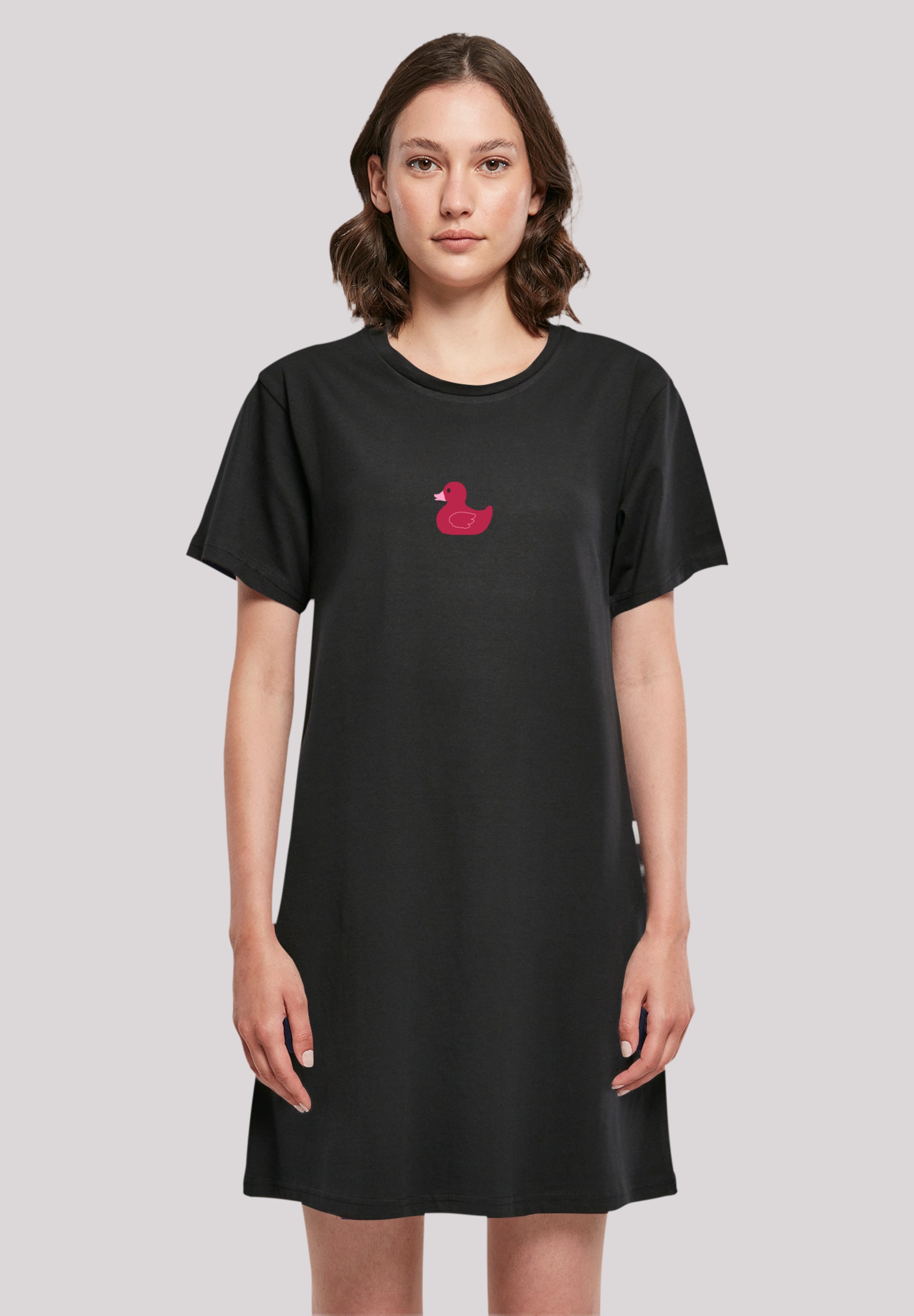 Shirtkleid F4NT4STIC "Gummiente", Damen, Gr. 4XL, schwarz, Obermaterial: 100% Baumwolle, regular fit, Rundhals, ohne Bündchen, Kleider, Print Image