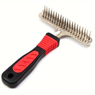 TEMU Ergonomic Double-row Comb For - Ideal For Golden Retrievers, Samoyeds & Large Breeds - Efficient Pet Grooming Tool With For Shedding And Detangling, Dog Grooming Image