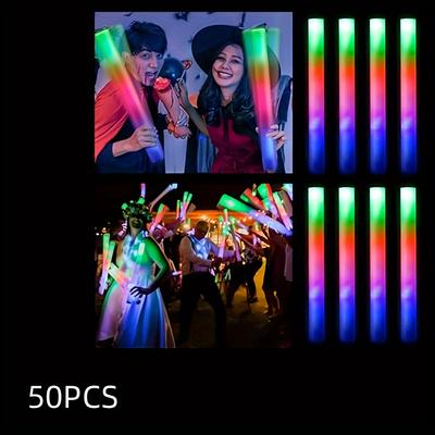 TEMU 50 Glow Sticks With 3 Leds, Flashing Sponge Sticks, Flashing Light , Suitable For Weddings, Festivals, Party Celebrations, Christmas Gift