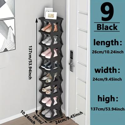 TEMU 9 Floors 1pc Compact Double-high Quality Tier Shoe Organizer - , Foldable Rack For Space Efficiency Free Standing Shoe Racks