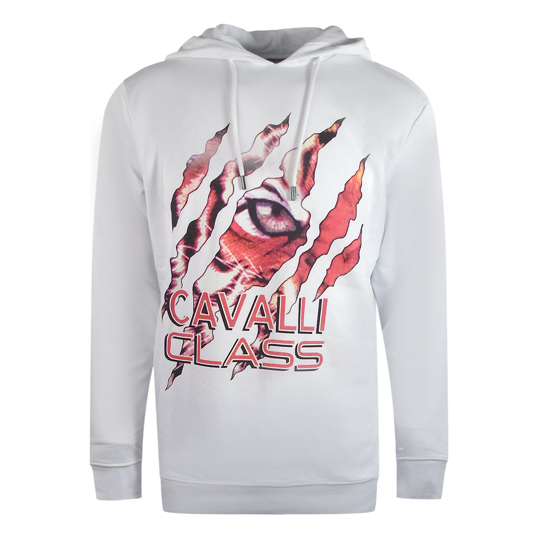 Cavalli Class Spahender Tiger Design Weisser Kapuzenpullover Image
