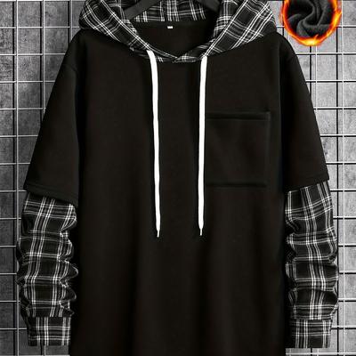 TEMU Men's Pattern Hooded Long Sleeve Sweatshirt With Pocket For Men, Chic And Trendy Hoodie For Spring And Fall Outdoors Leisurewear Image