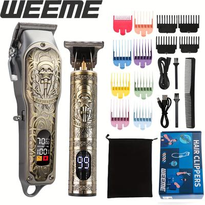 TEMU Weeme Professional High-performance Cordless Barber Clippers - All-in-one Kit With Rechargeable Precision Trimmers For Hair, Beard & Nose - Perfect Stylish Gift Set For Fathers Day Or Birthday