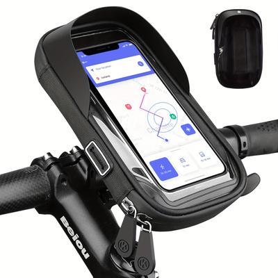 TEMU Waterproof Bike Phone Mount, Bicycle Handlebar Phone Holder, With Tpu Touchscreen Case, Phone Holder Bag For 4.5-6.4 Inch Phones