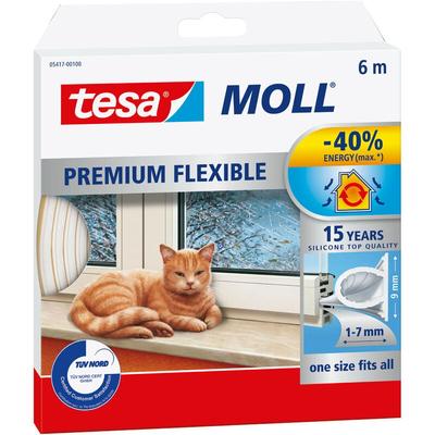 Tesa - moll Fensterdichtung Silikon (1 x 6 m) - Profil: 9 mm x 7 mm - weiß Image