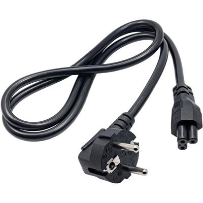 Strom Anschlusskabel [1x Schutzkontakt-Stecker - 1x Kleeblatt-Buchse C5] 1.0 m Schwarz - Akyga Image