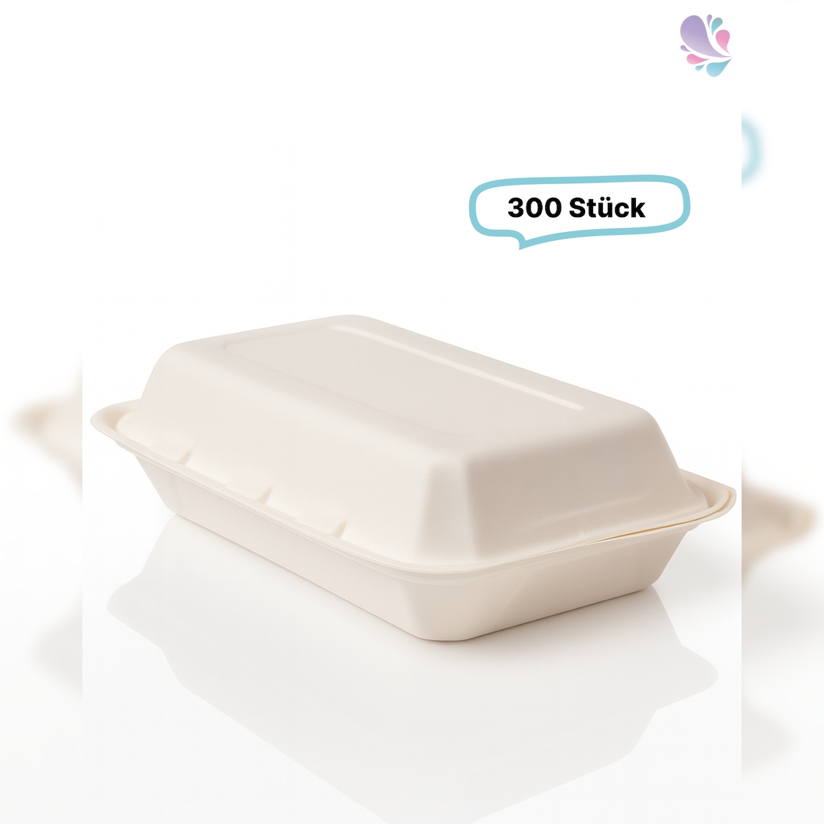 Blanc HYGIENIC Lunchboxen aus Bagasse 300 Stück, to go, take away, biologisch abbaubar, umweltfreundlich Image