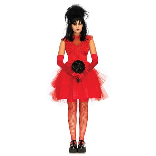Geisterbraut Lydia Deetz Karneval Kleid Handschuhe Beetlejuice Cosplay-Kostüm Erwachsene Damen Halloween Karneval Maskerade Party / Abend Einfaches Karnevalskostüm Verkleiden Image