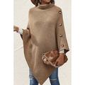 Damen Kappe Täglich Brautkleider schlicht Feste Farbe Rollkragen Strick 3/4 Ärmel Normale Oberteile Stricken Formal Outdoor Arbeit Rosa Braun Herbst Winter