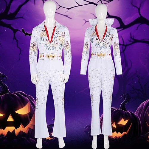 Superstar Paare Jumpsuit Halloween-Gruppenkostüme für Paare Erwachsene Herren Damen Cosplay Leistung Maskerade Einfaches Karnevalskostüm Image
