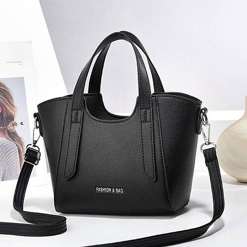 Damen Handtasche PU-Leder Casual Täglich Langlebig lichter Ocker Schwarz Elfenbein