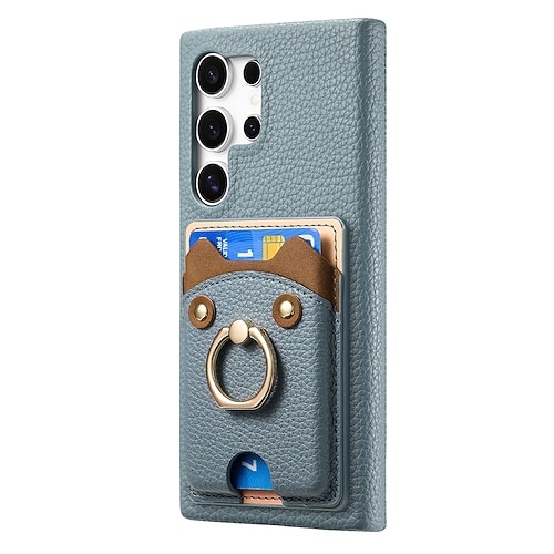 Handy Hülle Handyhüllen Für Samsung Galaxy S25 S24 S24 FE S23 S22 S21 Ultra Plus A55 5G A35 5G A25 A15 Rückseite Ringhalter Kartenfach Stoßfest Retro PC PU-Leder Image
