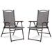 Spaco Set of 2 Patio Folding Sling Back Camping Deck Chairs Set of 2 Sling Deck Chairs Folding and Space-Saving Two Chairs Set for Outdoor Gray