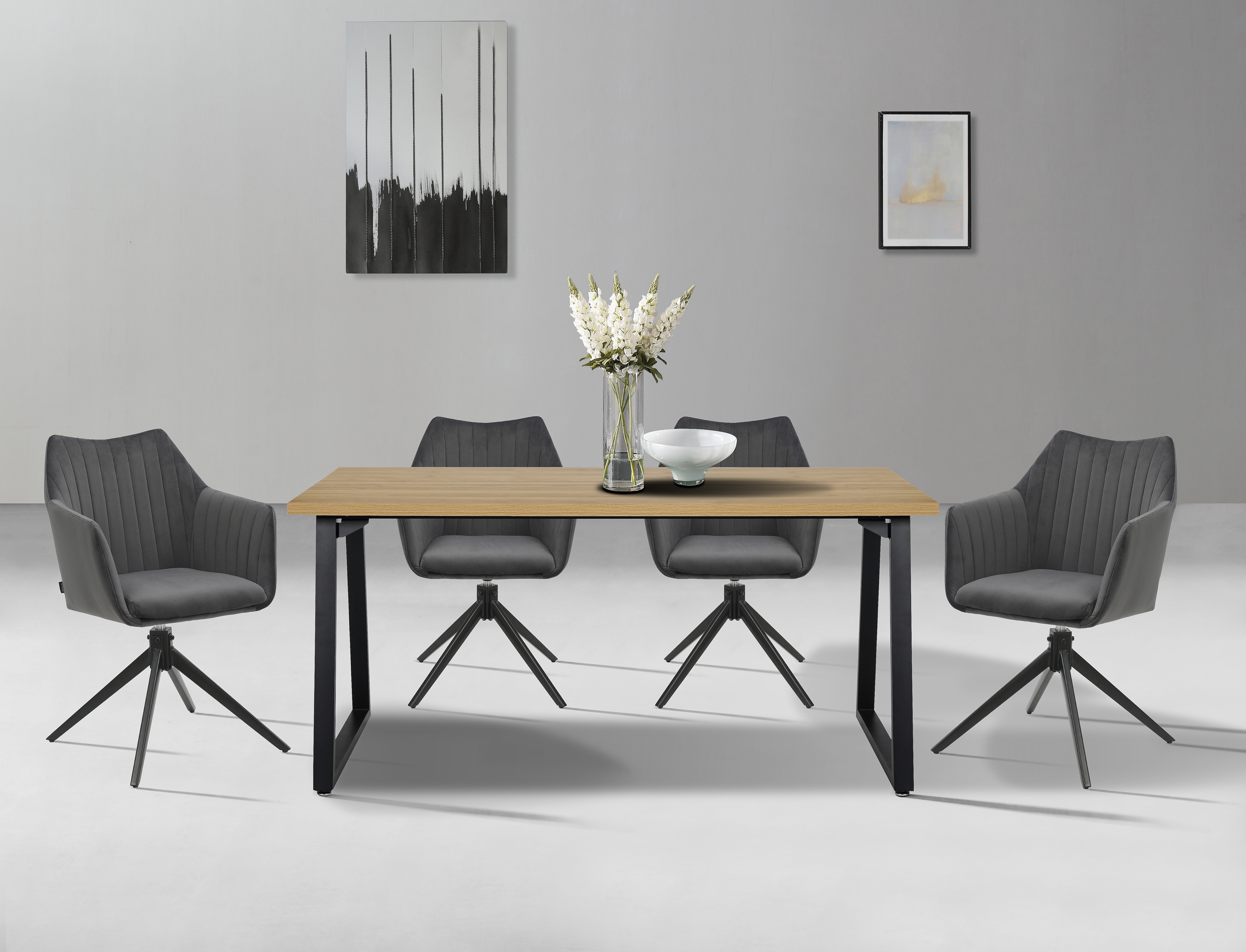 Esszimmerstuhl OTTO HOME "Tampa", grau (anthrazit), B:58cm H:86cm T:57cm, Stühle, Esszimmerstuhl, mit Drehfunktion 360 Grad Image