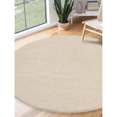 Teppich THE CARPET "Relax round", beige, H:16mm Ø:200cm, Polyester, Teppiche, waschbarer Wohnzimmer Teppich modern rutschfest Image