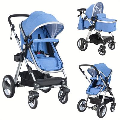 TEMU Gymax Folding Infant Stroller Kids Carriage Pushchair W/ Diaper Bag Blue