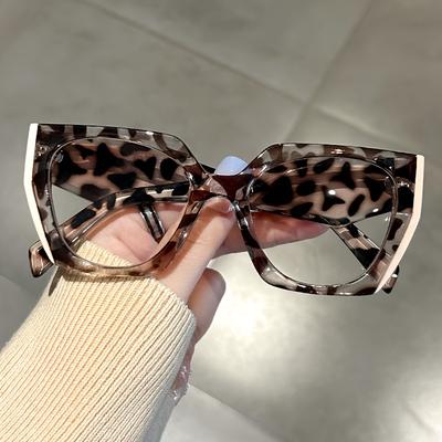 TEMU Y2k-inspired Cat Eye Blue Light Blocking Glasses For Women - Retro Square Frame, Fashionable Eye Protection In 5 Colors