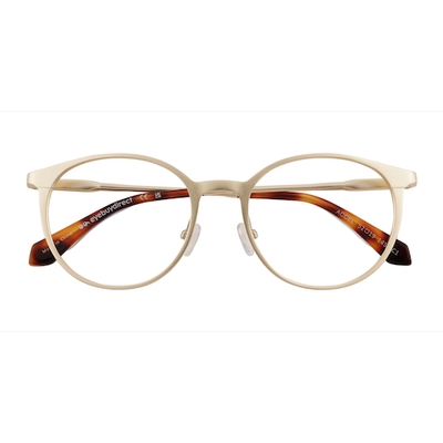 Unisex s round Matte Gold Aluminium Alloy Prescription eyeglasses - Eyebuydirect s Accel