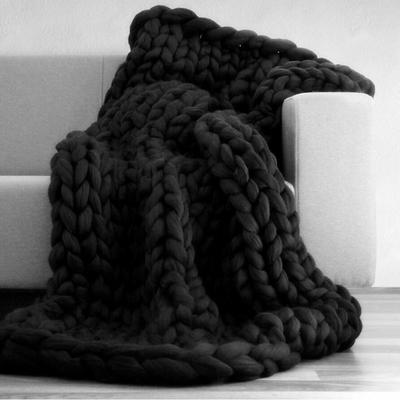 Chunky Knit Throw Blanket Super Thick Wool Handwoven Blanket Sofa Blanket Cover Blanket Knitting Thick Thread Blanket