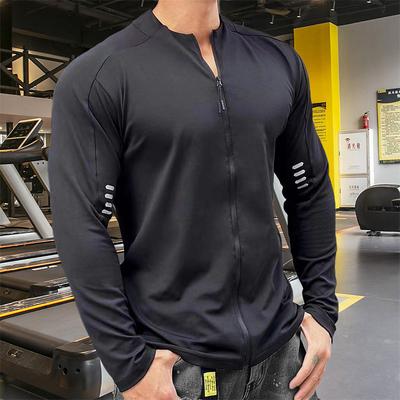 Men's Athletic Shirt Gym Shirt Fitness Shirt Padded Compression Shirt Full Zip Long Sleeve Jersey Casual Athleisure Fall Breathable Quick Dry Soft Gym Workout Running Walking Sportswear Activewear