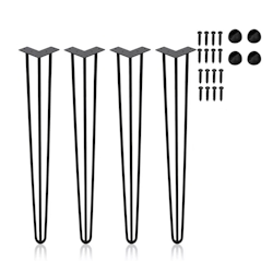 BERLINTABLES Premium Tischbeine 4 Stück Set 45 cm Schwarz massiv Stahl|Tischgestell Hairpin Legs 3 Streben Metall Tischfüße Büro/Schreibtisch/Esstisch Image