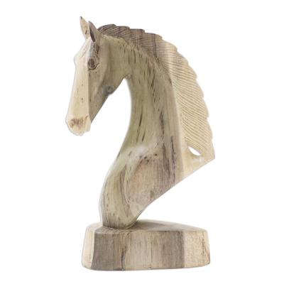 Horse Guard,'Handmade Hibiscus Wood Horse Head Statuette'