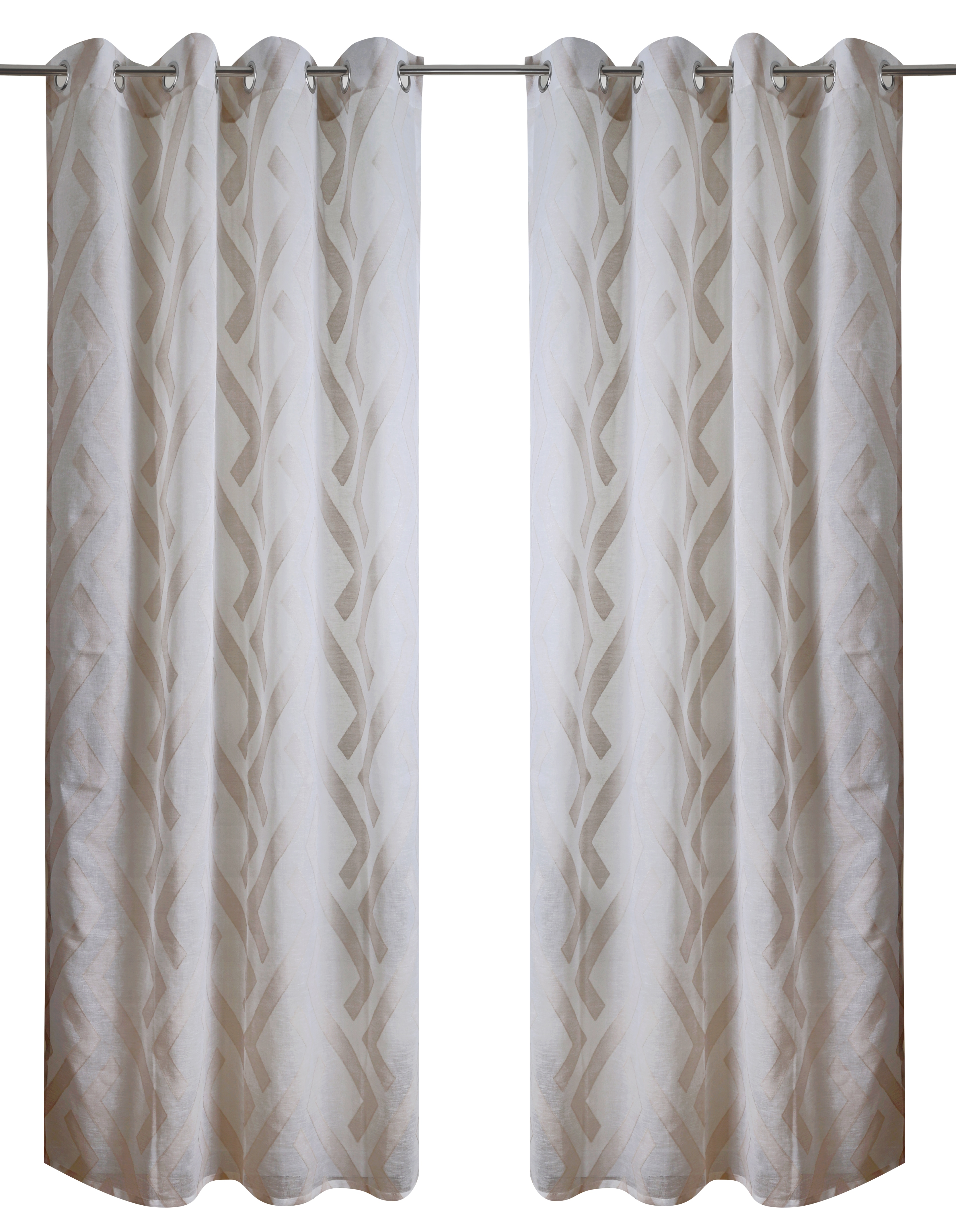 Gardine BRUNO BANANI "Lynn" Gr. 4, beige (sand), B:140cm H:245cm, Scherli, Polyester, Gardinen, schöner Schal, Scherli, zeitlos und modern Image