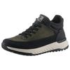 Sneaker RIEKER SPORT, Herren, Gr. 47, schwarz (khaki, schwarz), Leder, Lederimitat, Textil, sportlich, Schuhe, Freizeitschuh, Outdoorschuh, Schnürboots mit TEX-Membran